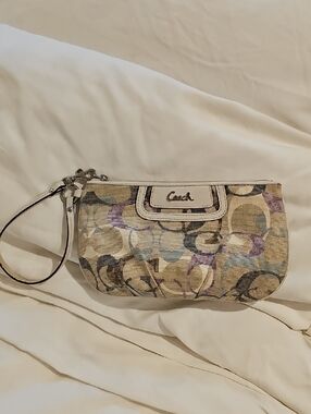 Coach Signature Canvas Wristlet in Neutral Multi